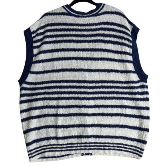 Anthropologie Maeve Slouchy Knit Sweater Vest Size XL Navy and White - Picture 5 of 12